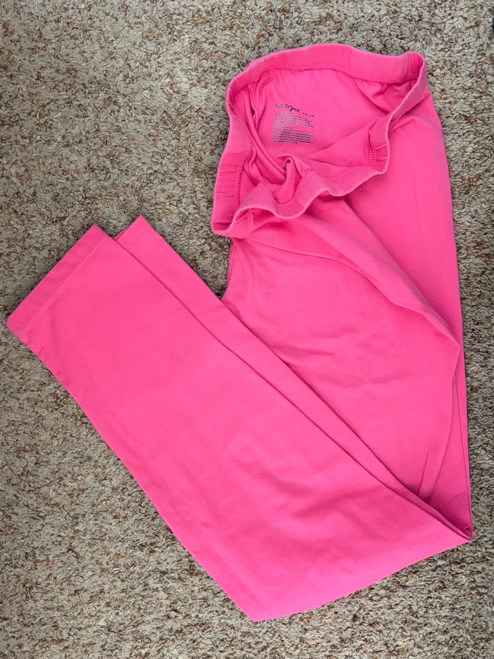 Kids Pink Stretch Cotton Leggings
